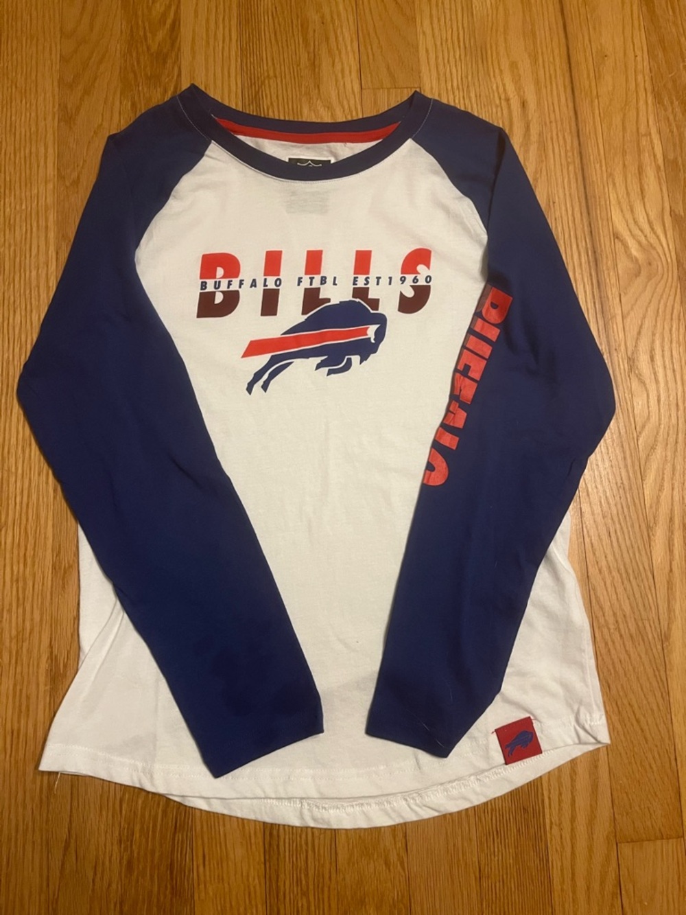Buffalo Bills Long Sleeve Raglan Tee - Size 18-20